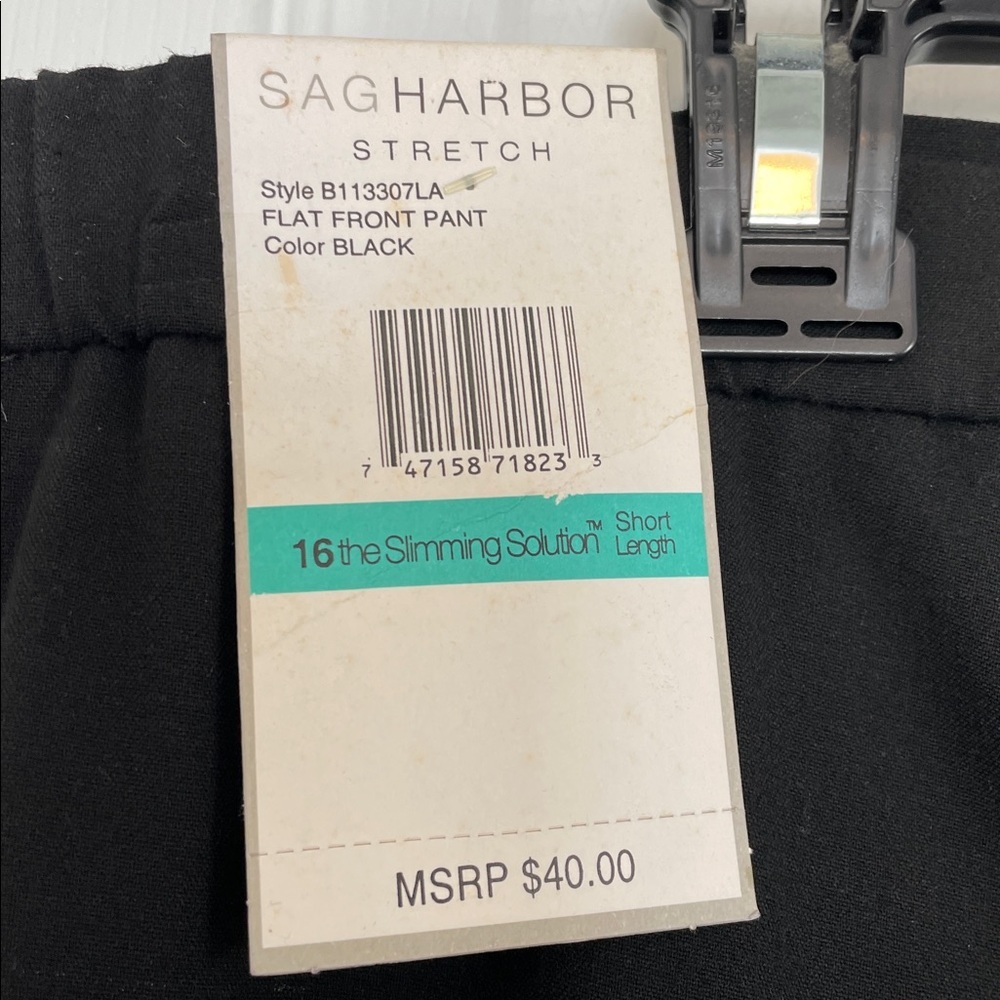 Sag Harbor Slimming Solution Stretch 16P Black straight leg Pants flat front - Picture 3 of 10